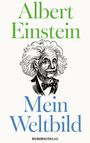 „Albert Einstein“ und „Mein Weltbild“ stehen über einer Zeichnung von Einstein. Unten steht „EUROPAVERLAG“.