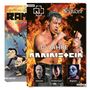 "30 Jahre Rammstein", "Eisbrecher", "Schattenmann", "Megaherz". Ein Mann mit Mikrofon vor Flammen. Comic links.