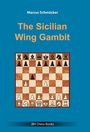 Text: "Marcus Schmücker The Sicilian Wing Gambit JBV Chess Books". Schachbrett-Illustration mit Eröffnungssituation.