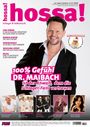 hossa! Schlagermagazin-Cover mit Dr. Maibach und Themen über Schlagerstars. Farbenfrohes Layout, kämpfender Anwalt im Fokus.