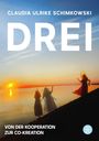 Text: "DREI" und "VON DER KOOPERATION ZUR CO-KREATION". Drei Frauen tanzen am Ufer bei Sonnenuntergang.