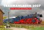 TRAUMANLAGEN 2027, VON MODELLBAHNPROFIS. Ein detailliertes Modell einer Dampflok, begleitet von einem Mann mit Handkarren.