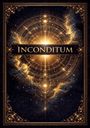 "Inconditum" steht zentral. Goldene Ornamente und wirbelnde Galaxie-Muster im Hintergrund auf dunklem Grund.
