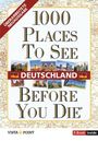 "1000 Places to See Before You Die: Deutschland" mit Fotos von Sehenswürdigkeiten und einem Landkarten-Hintergrund.