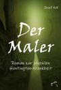 "Der Maler. Roman zur juvenilen Huntington-Krankheit" von Josef Koll. Ein Baum im nebligen, grünen Waldpfad.