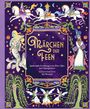 "Märchen der Feen" steht im Zentrum, umrahmt von Feen, Elfen auf Pferden und einem dunklen, sternenübersäten Hintergrund.