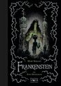 Text: "Mary Shelley Frankenstein, Bilder Stan Manoukian, Papillon Noir Jacoby & Stuart." Illustration: Monster im Labor.