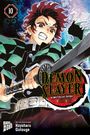 "Demon Slayer: Kimetsu no Yaiba 10", Illustration eines kämpferischen Charakters mit wütendem Gesichtsausdruck und Schwert.