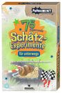 "75 supercoole Schätz-Experimente für unterwegs" steht in bunten Buchstaben. Eine Schnecke kriecht auf einer Rennbahn.