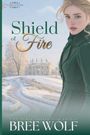 „Shield of Fire“ und „Bree Wolf“. Junge Frau in grünem Mantel vor einem verschneiten Anwesen. Winterliche Kulisse.