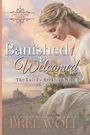 "Banished & Welcomed: The Laird's Reckless Wife" von Bree Wolf, mit Frau und Burg im Hintergrund, romantische Stimmung.