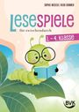 „Lesespiele für zwischendurch 1.–4. Klasse“. Illustration: grüne Raupe mit Brille liest auf einem Blatt.
