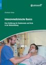 Text: "Christoph Uhrlau. Intensivmedizinische Basics. Eine Einführung für Studierende und Ärzte in der Weiterbildung." Oben Logo. Unten links ein Arzt bei der Pflege eines Patienten im Krankenhausbett.