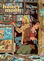 "Jimmy's Honey Moon High Noon" und "schreiber&leser". Illustration von zwei Personen mit Waffen in Bibliothek.