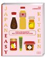 "JAPANEASY", "KITCHEN", "EINFACHE REZEPTE MIT JAPANISCHEN ZUTATEN" und "TIM ANDERSON". Illustrationen von japanischen Zutaten.