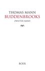 „THOMAS MANN BUDDENBROOKS ZWEITER BAND“. Dekoratives Symbol darunter. Unten steht „BOER“.