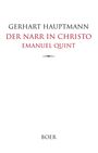 "GERHART HAUPTMANN DER NARR IN CHRISTO EMANUEL QUINT BOER" auf einem schlichten Buchcover mit weißem Hintergrund.