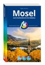 "Mosel: Vom Dreiländereck bis Koblenz". Landschaft mit Weinbergen und einer Kirche, im Hintergrund Hügel und Fluss.