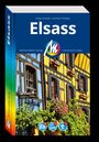 Cover des Reiseführers "Elsass", Michael Müller Verlag, zeigt ein Fachwerkhaus mit gelben und blauen Wänden.