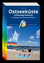 Ostseeküste Schleswig-Holstein Reiseführer. Segelboot am Strand. Logo Michael Müller Verlag.