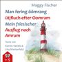 „Man fering-öömrang ütjfluch efter Oomram“ steht oben, begleitet von einem Leuchtturm in einer Illustration.