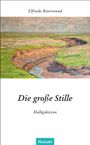 „Elfriede Rotermund, Die große Stille, Halligskizzen, Husum.“ Oben eine Landschaftsmalerei mit grünen und braunen Tönen.