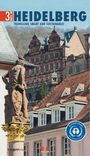 "3 Days in Heidelberg" und "Travelling Smart and Sustainable" oben. Ein historisches Gebäude und eine Statue sind sichtbar.