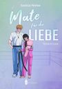 Text: "Mate für die Liebe" und "Throw in Love". Illustration: Zwei Personen in inniger Umarmung.