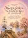 Ein märchenhaftes Cover mit Kirschblüten, Schloss, Herz und einem Segelschiff auf einem leuchtenden Fluss; zwei Störche im Nest.