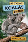 "All Things Koalas For Kids" steht auf einem Buchcover mit zwei Koalas auf einem Baum. Weitere Texte erwähnen Kinder und Eltern.