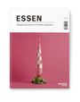 Titel "ESSEN", Untertitel "Alltagssituationen mit Kindern gestalten". Ein Rübe in Schachbrettmuster auf rosa Hintergrund.