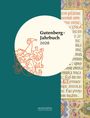 Text: "Gutenberg-Jahrbuch 2026". Illustration: Mittelalterliche Verzierung mit einem Mann in stilisierten Linien.