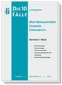 Buchcover: "Die 10 wichtigsten Fälle." "Musterklausuren Examen Strafrecht, Hemmer/Wüst." Punkte: Einordnungen, Gliederungen.