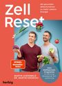 „Zell Reset“ in großer Schrift, zwei Männer lächelnd, einer hält Gemüse, bunte Hintergrundgestaltung.
