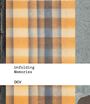 "Unfolding Memories, DCV" steht über einem Hintergrund mit einem orange-blauen Karomuster und texturierter grauer Fläche.