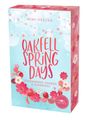 „OAKFELL SPRING DAYS“ und „STRAWBERRY SHAKES & SURPRISES“ in Rot. Mit Blumen und Erdbeeren gestaltet.