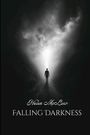 Texte: "Helen McLow", "Falling Darkness". Silhouette einer Person, die in einen hellen Lichtstrahl geht.