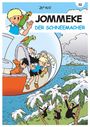 "Jef Nys", "Jommeke", "Der Schneemacher". Comic-Cover mit Jungen und Papagei im Fluggerät über Palmen im Schnee.