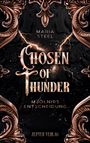 "Maria Steel, Chosen of Thunder, Mjölnirs Entscheidung, Zepter Verlag" auf dunklem Hintergrund mit goldenen Verzierungen.