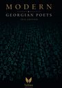 "Modern Georgian Poets 2026 Edition, TaSree Publishing." Dunkler Hintergrund mit zahlreichen georgischen Buchstaben.