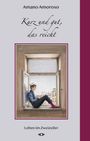 Text: "Amano Amoroso", "Kurz und gut, das reicht", "Leben im Zweizeiler". Illustration: Person im Fenster, liest, Stadtansicht.