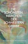 „Die schönsten Märchen der Schwestern Grimm“ in Weiß auf abstraktem, buntem Hintergrund.