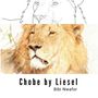 Text: "Chobe by Liesel, Bibi Nwafor." Eine Kombination aus Skizze und Aquarell eines Löwenkopfes.