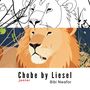 "Chobe by Liesel junior Bibi Nwafor." Oben ein Löwe halb als Skizze, halb als farbige Illustration.