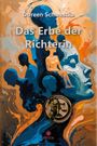 "Doreen Schwestka, Das Erbe der Richterin." Abstrakte Köpfe in Blau und Orange. Logo mit Waage und einem "S" darunter.