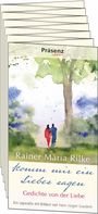 "Präsenz Leben", "Rainer Maria Rilke", "Komm mir ein Liebes sagen", "Gedichte von der Liebe". Aquarellillustration mit Paar.