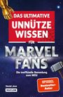 „Das ultimative unnütze Wissen für Marvel Fans“. Illustration mit Handschuh und Hammer vor sternenklarem Hintergrund.