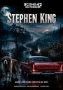 "Stephen King. Band 1: Die Filme von 1976 bis 1989. Ein roter Plymouth auf nebliger Straße, Hund, düstere Landschaft."