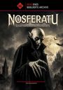 „NOSFERATU: SYMPHONIEN DES GRAUENS“ und Autorenname. Eine finstere Gestalt vor einem Schloss bei Vollmond mit Fledermäusen.