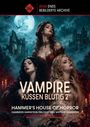 "VAMPIRE KÜSSEN BLUTIG 2, HAMMER'S HOUSE OF HORROR" zeigt drei Frauen in gotischer Umgebung mit Ruinen und Vollmond.